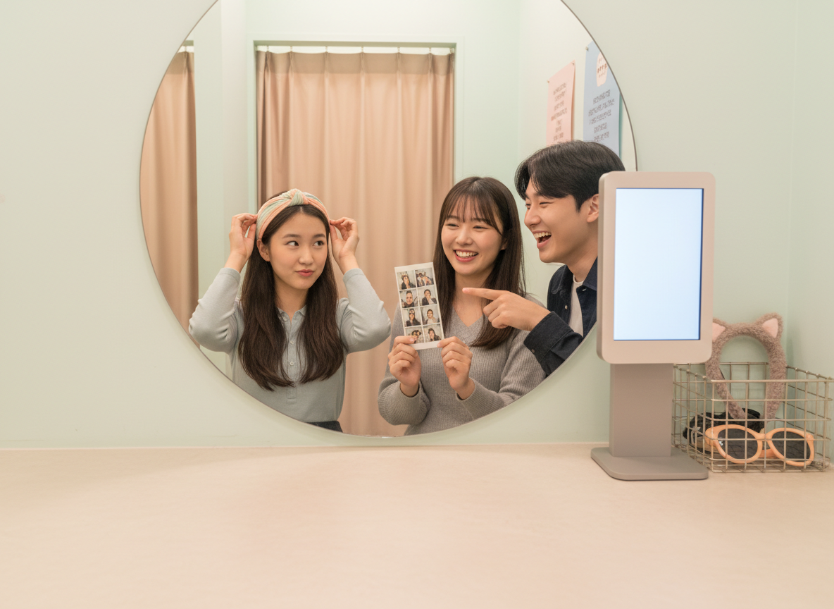 FOUR-CUT PHOTO PREP. FRAME · FRIENDS · POSES · TIMER